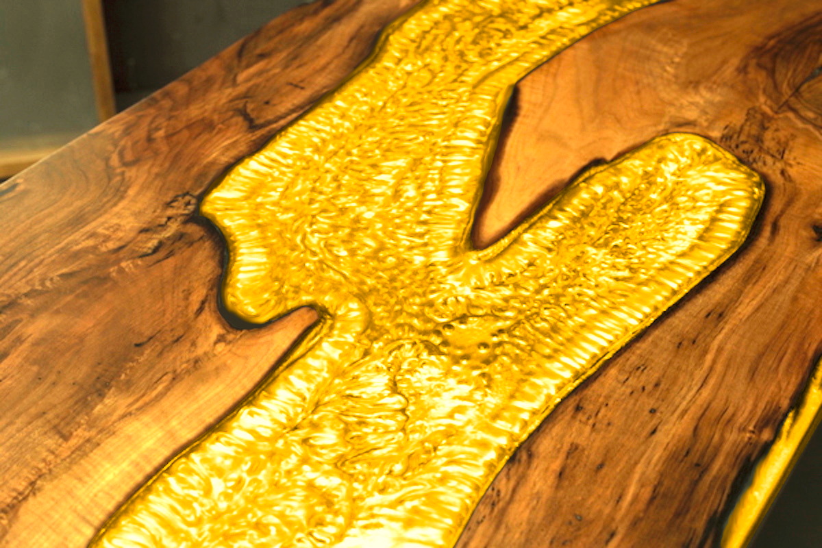 Epoxidharz Tisch Yellow Gold 2