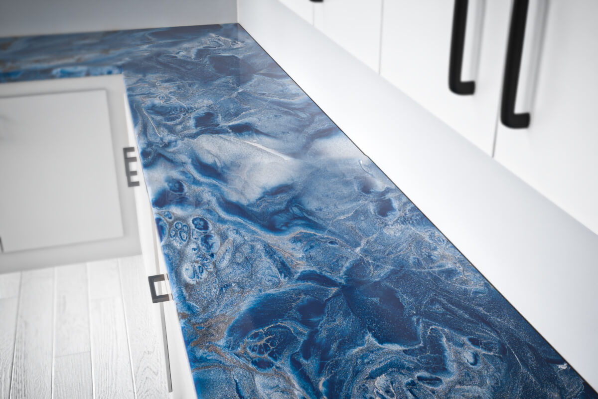 epoxy countertop platinum silber azurblau 4