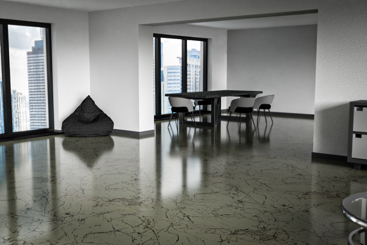 epoxy flooring betongrau schwarz marble