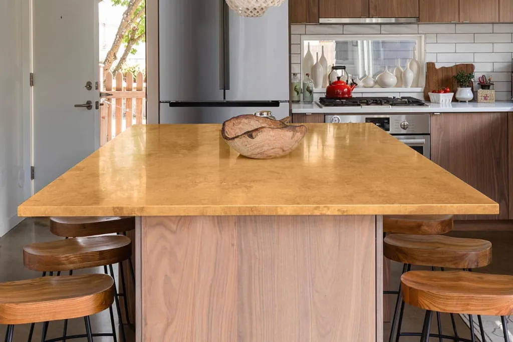 Microcement furniture ochre brown