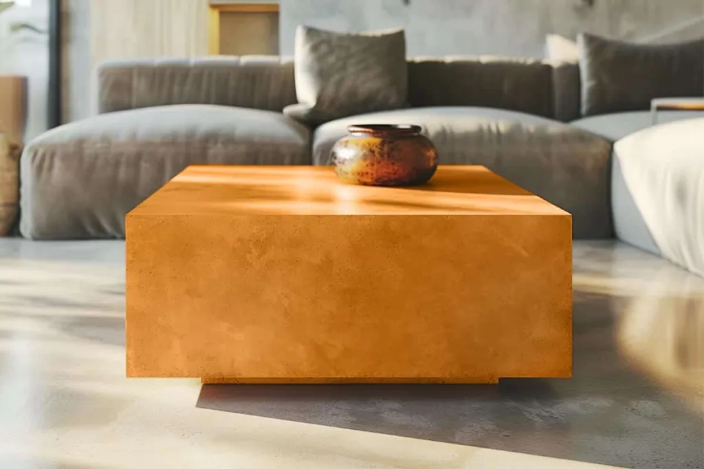 Microcement furniture pastel orange