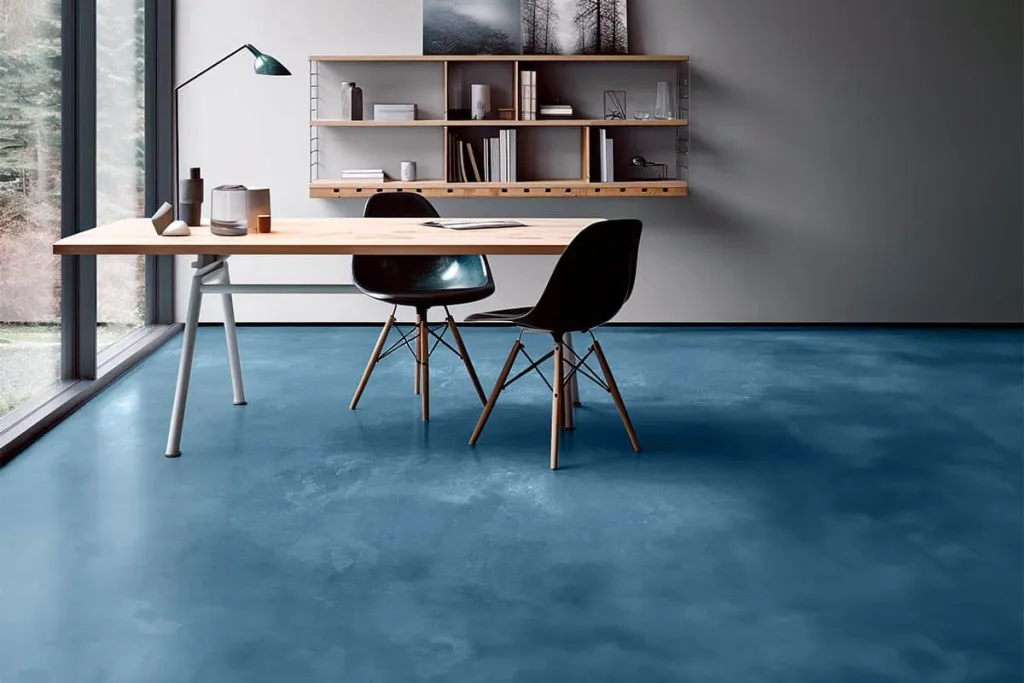 Microcement flooring azure blue EPODEX Microcement flooring azure blue EPODEX