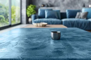 microcement furniture azure blue EPODEX