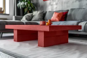 Microcement furniture swedish red