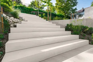 Microcement wall stair pebble
