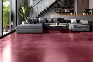 Microcement flooring purple red