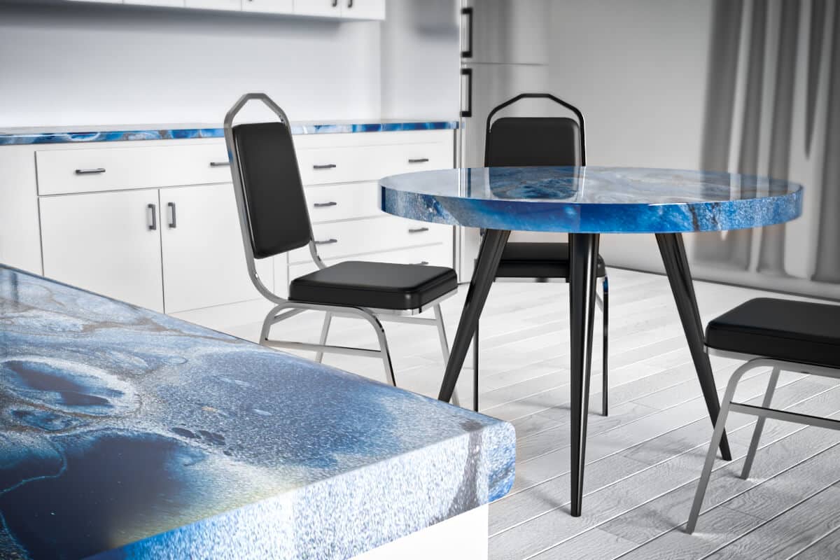 Metallic Solid Epoxy Countertop Kit - PLATINUM SILVER & AZURE BLUE - EPODEX  - USA