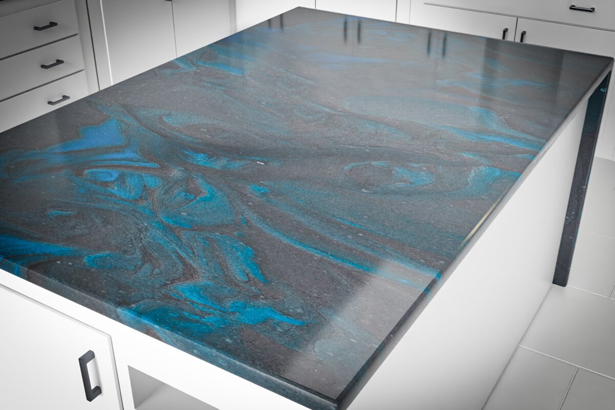 Metallic Solid Epoxy Countertop Kit - PLATINUM SILVER & AZURE BLUE