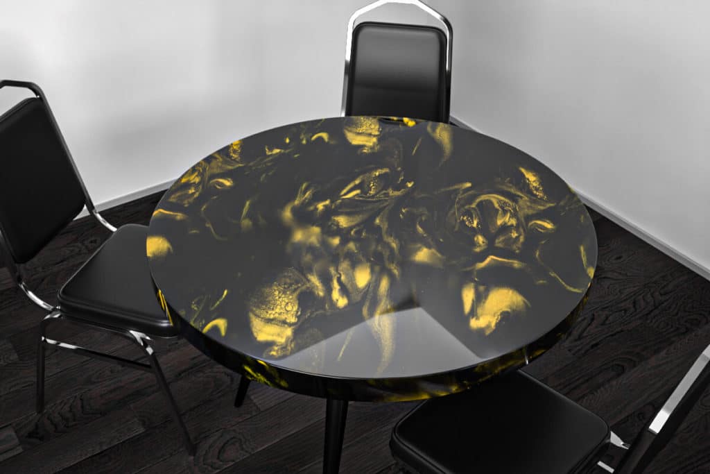epoxy tabletop deep black yellow gold 1