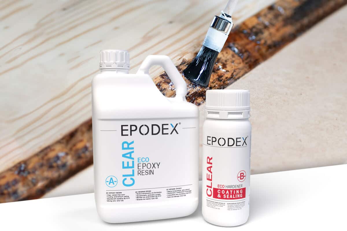 EPODEX® Coating & Sealing Epoxy Resin Kit Crystal-Clear & Colored,  UV-Stabilized, Solvent & Bubble Free, Low Odor, All Surfaces, Wood,  Concrete