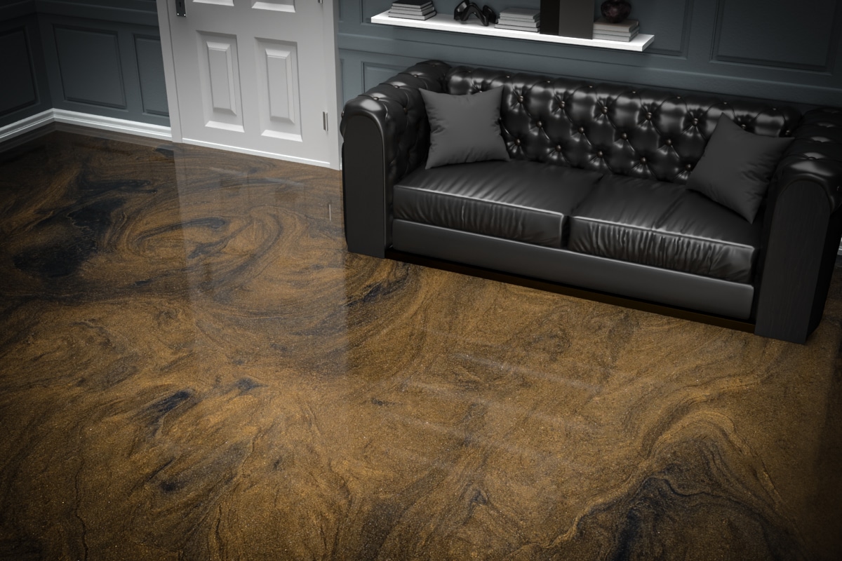 epoxy flooring bronze brown deep black