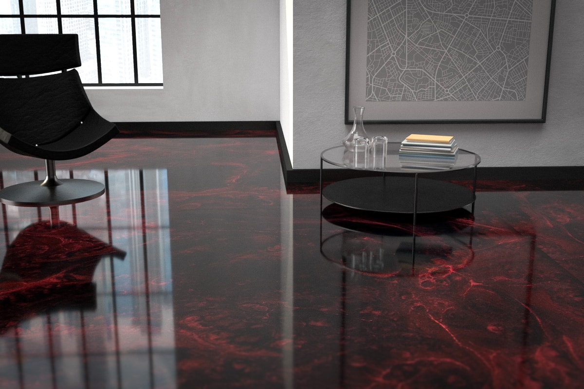 epoxy flooring carbon red jet black