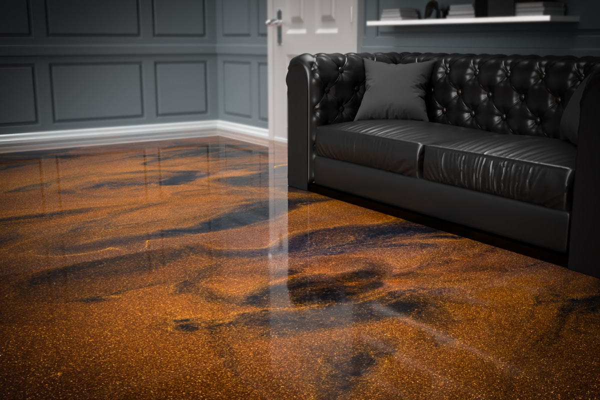 epoxy flooring flame copper dark brown