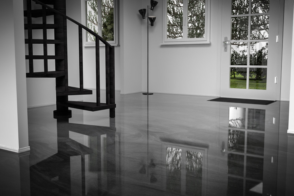 epoxy flooring satin grey deep black