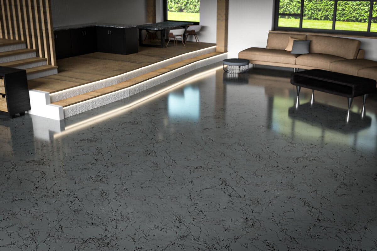 epoxy flooring eisengrau schwarz marble