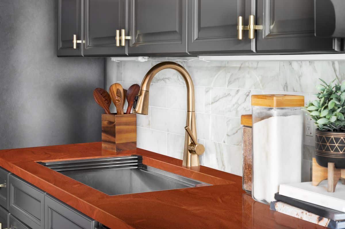 bronze red countertop surface