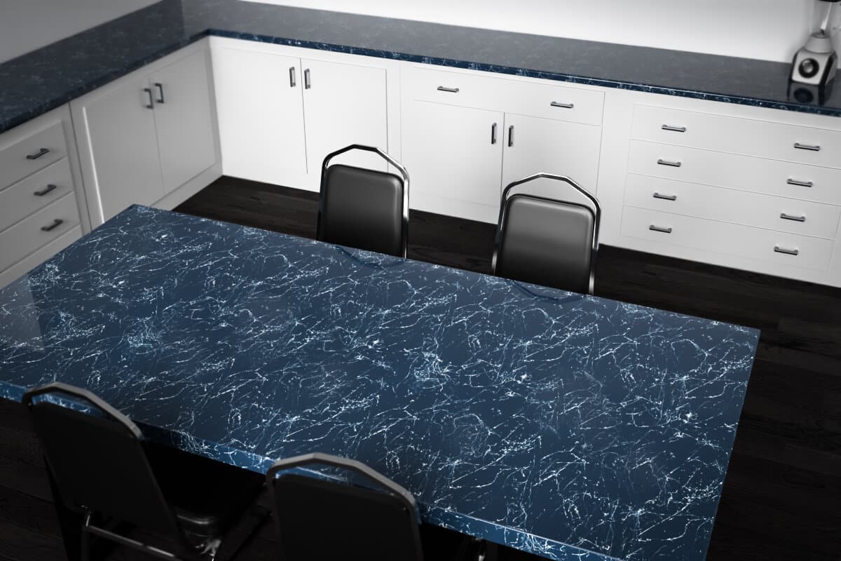 epoxy tabletop azurblau weiss marble