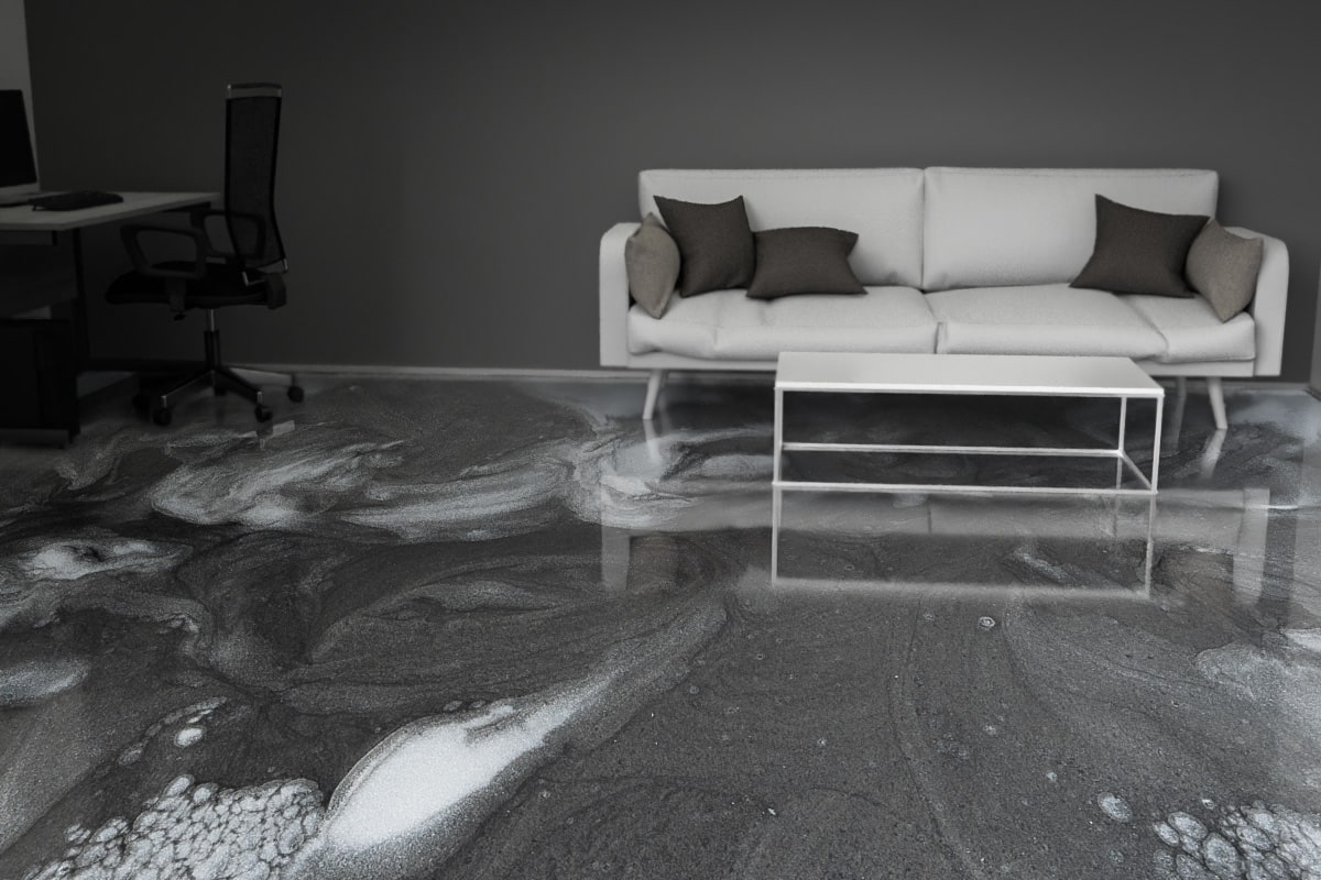 White Epoxy Flooring Indoors Throughout The Home 