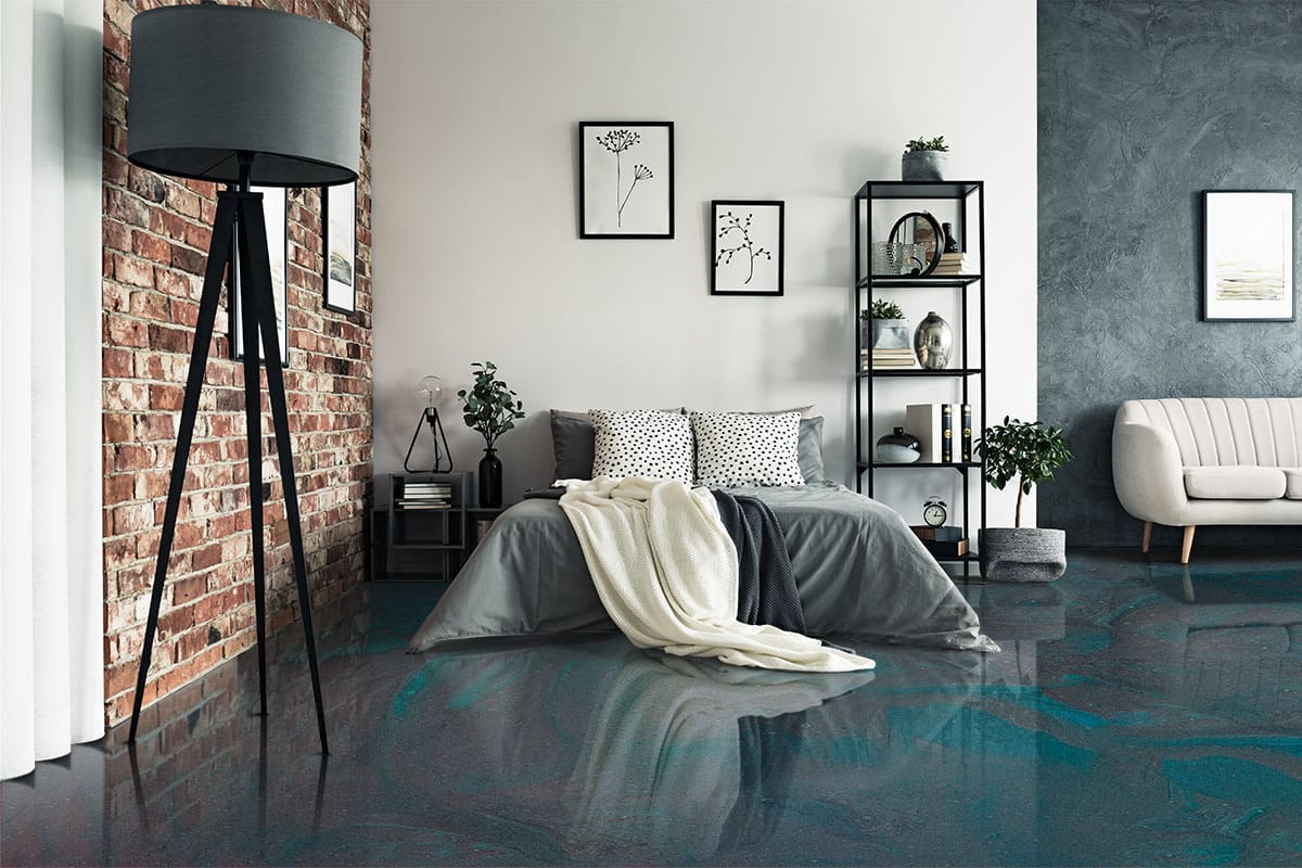 epoxy flooring pavimento in resina satin grey pacific turquoise