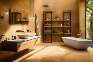 microceemnt bath ochre brown design