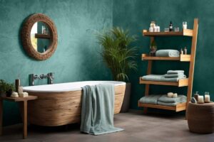 microcement bath mint turquoise design