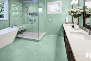 microcement bath pistacchio design