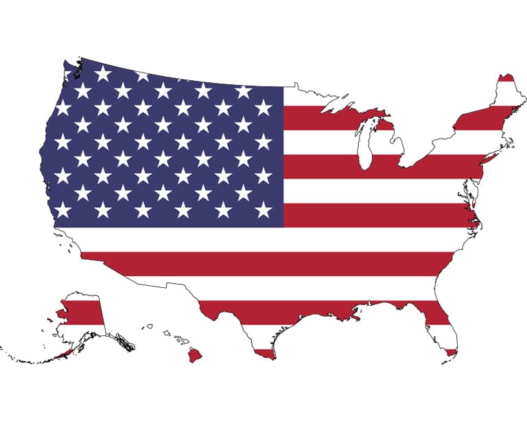 USA Flag Map White Background